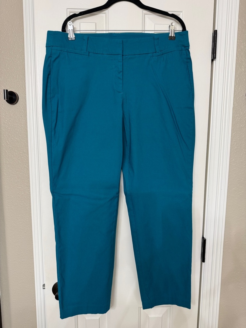 Teal Straight-Leg Dress Pants